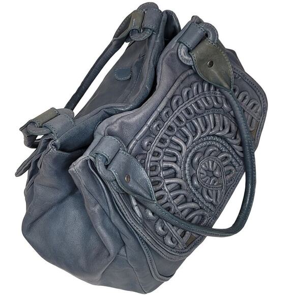 Lockheart Navy Blue Natalia Convertible Wide Bottom 3D Embellished Handbag - Picture 6 of 12